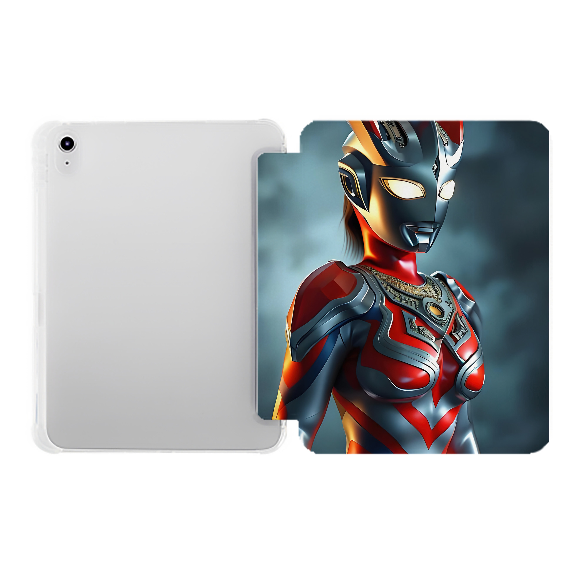 （画像用） ウルトラマン Ultraman IPad ケース ペン収納付き 三つ折りスタンド PUレザー×シリコン 対応機種9.5/10.5/10.9インチ